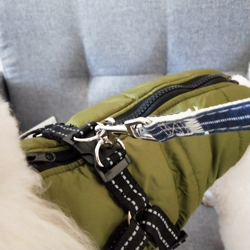 Waterproof Winter Dog Coat with Harness – Keep Your Pet Warm and Dry. Perfect for small to large breeds.