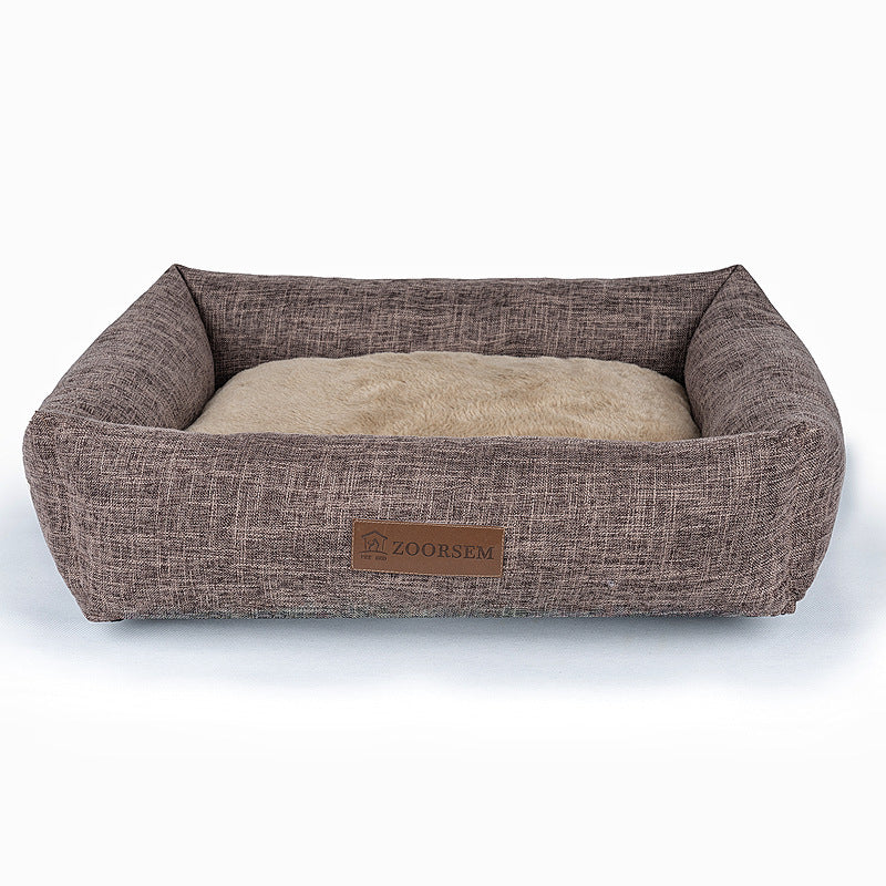 Warm Linen Square Comfortable Dogs Bed