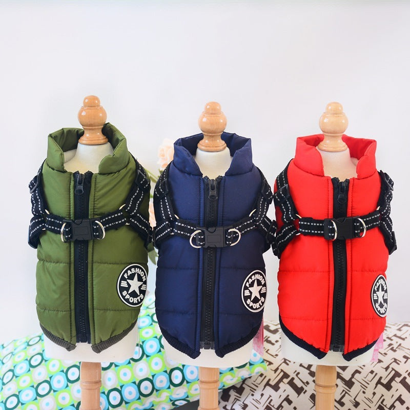 Waterproof Winter Dog Coat with Harness – Keep Your Pet Warm and Dry. Perfect for small to large breeds.