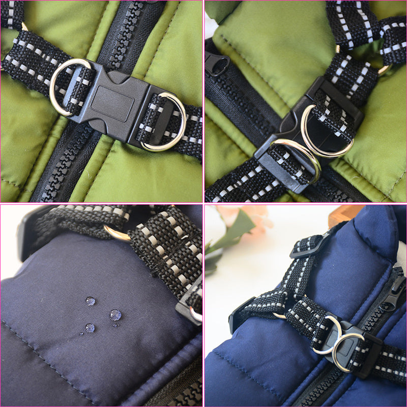 Waterproof Winter Dog Coat with Harness – Keep Your Pet Warm and Dry. Perfect for small to large breeds.