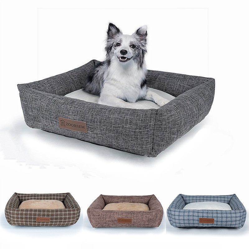 Autumn And Winter Warm Linen Square Comfortable Dogs Bed